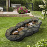 4 Tier Waterfall Fountain Rockery Water Fountain Pump Outdoor Garden - 29'' - N/A