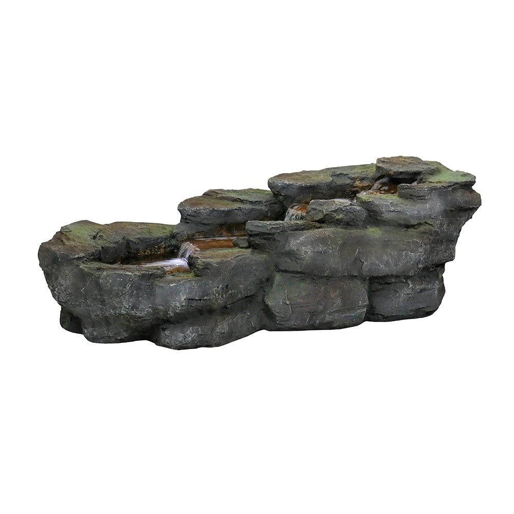 4 Tier Waterfall Fountain Rockery Water Fountain Pump Outdoor Garden - 29'' - N/A