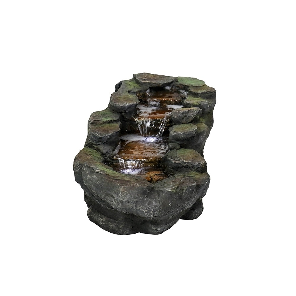 4 Tier Waterfall Fountain Rockery Water Fountain Pump Outdoor Garden - 29'' - N/A