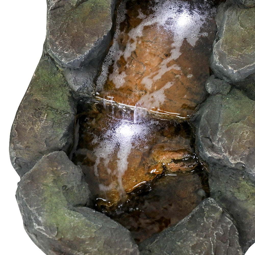 4 Tier Waterfall Fountain Rockery Water Fountain Pump Outdoor Garden - 29'' - N/A