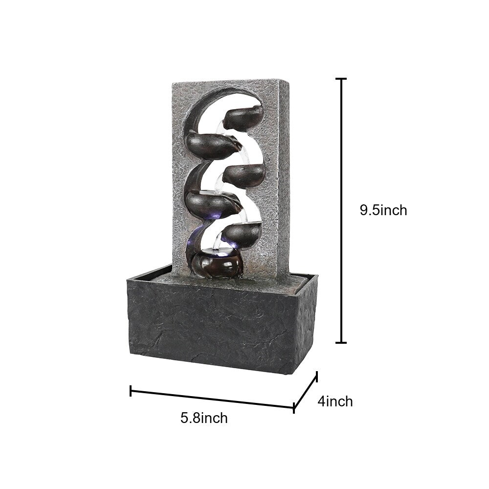 4 Tiered Cascading Tabletop Water Fountain with LED Lights