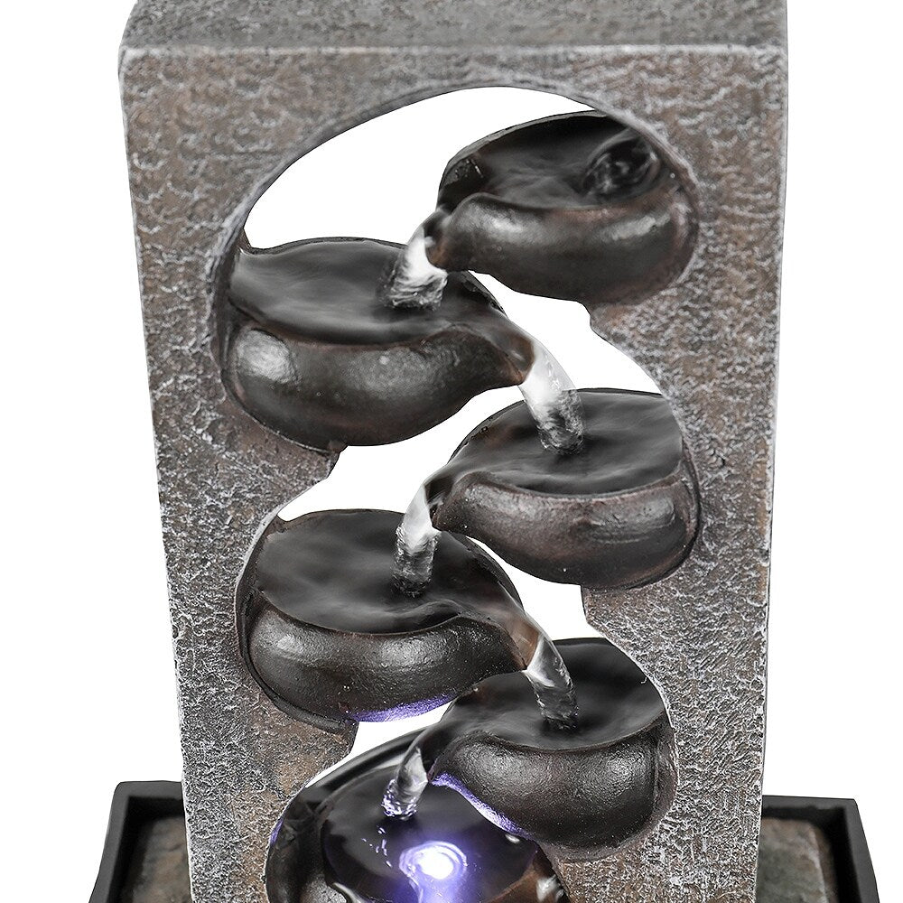 4 Tiered Cascading Tabletop Water Fountain with LED Lights