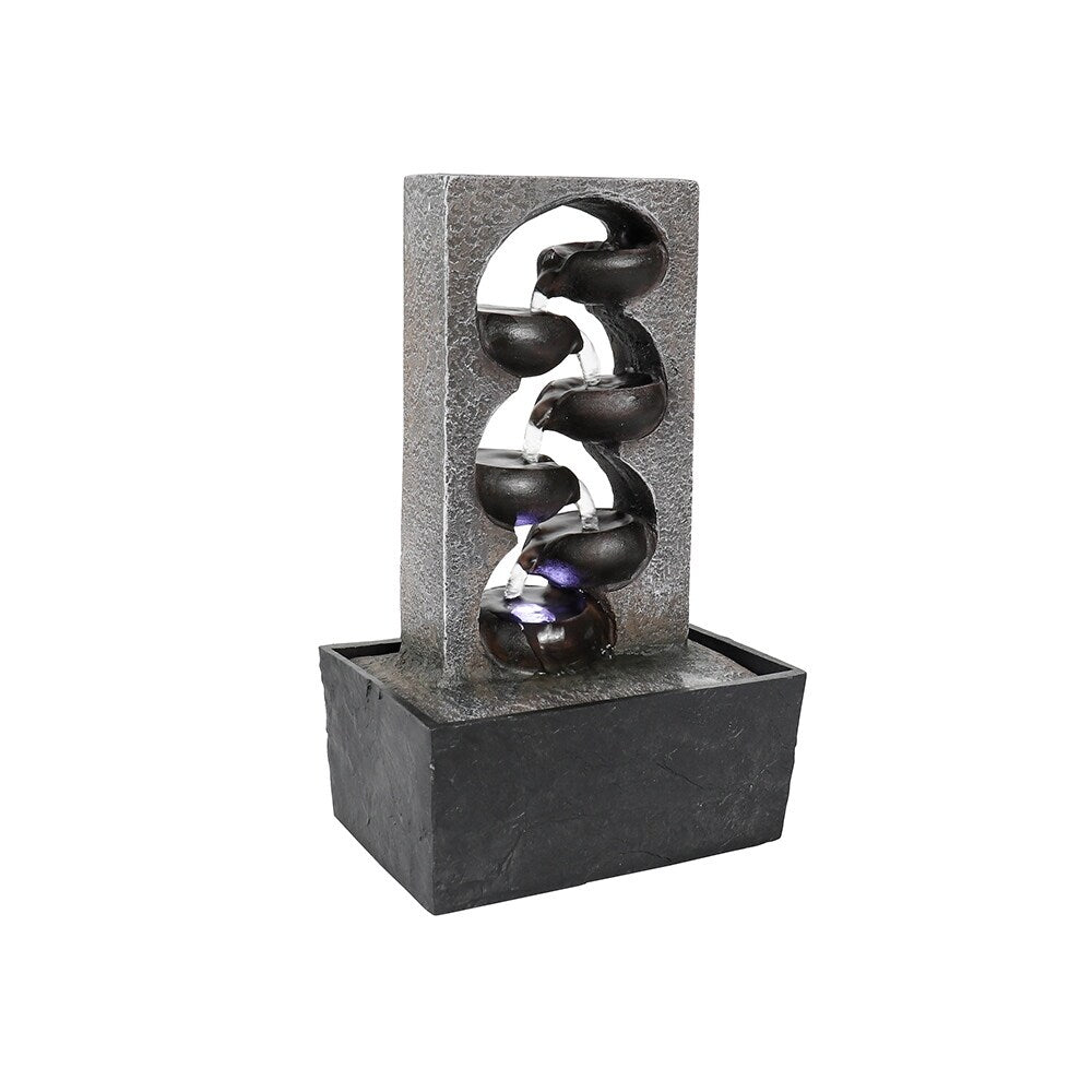 4 Tiered Cascading Tabletop Water Fountain with LED Lights