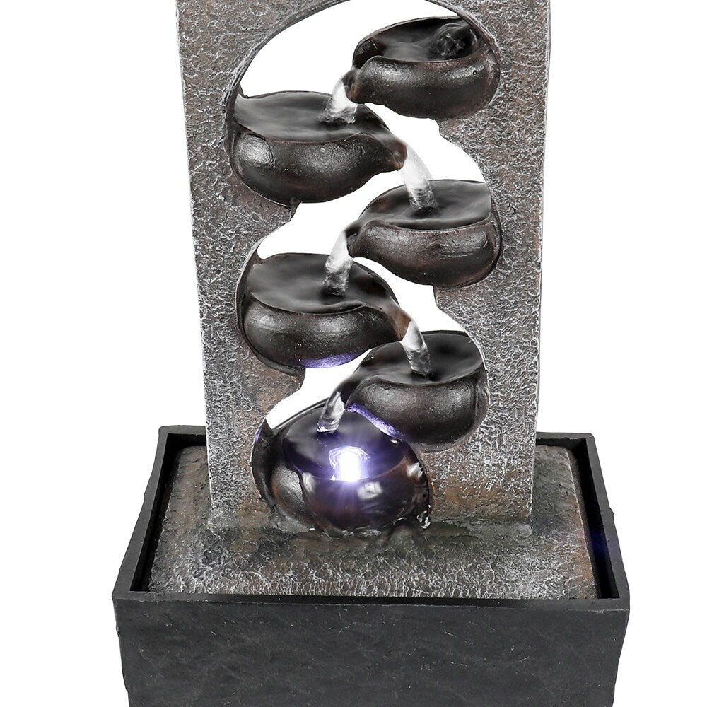 4 Tiered Cascading Tabletop Water Fountain with LED Lights