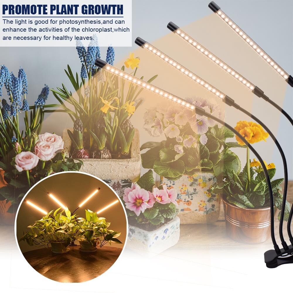 4-Tube 60W 132LED Full Spectrum Grow Light for Indoor Plants - Black