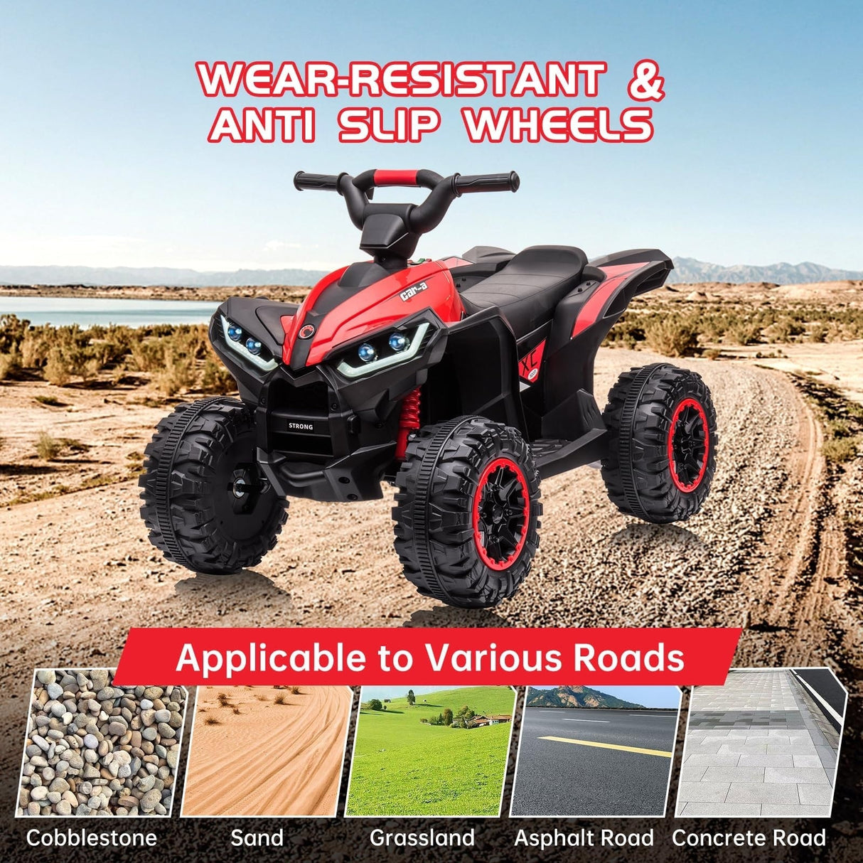 4-Wheeler Off-Road 4WD Car Toy 12V Kids Ride-On Electric ATV