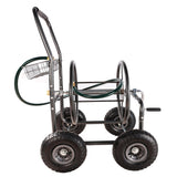 4 Wheels Portable Garden Hose Reel Cart with Storage Basket - 4 Wheels