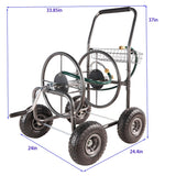 4 Wheels Portable Garden Hose Reel Cart with Storage Basket - 4 Wheels