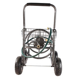 4 Wheels Portable Garden Hose Reel Cart with Storage Basket - 4 Wheels