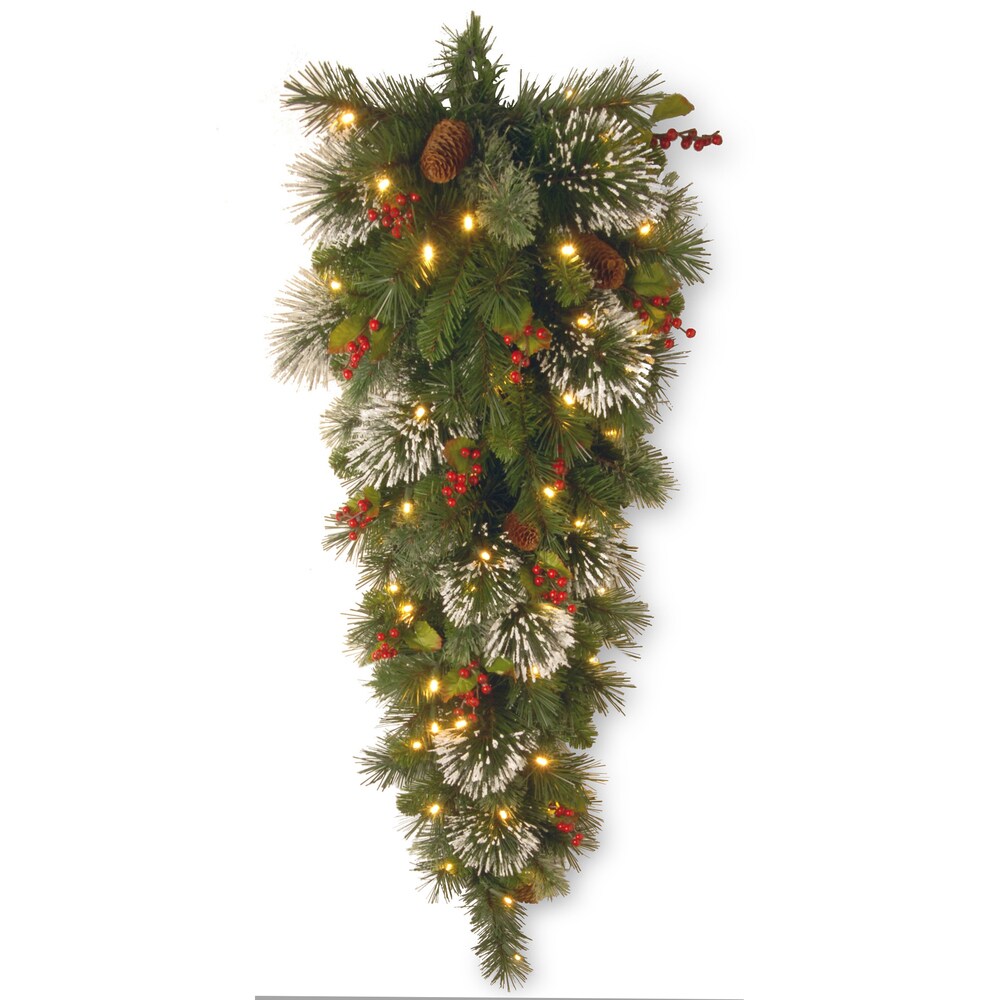 National Tree Company 4 ft. Wintry Pine Tear Drop Swag with 70 Clear Lights - 4 ft