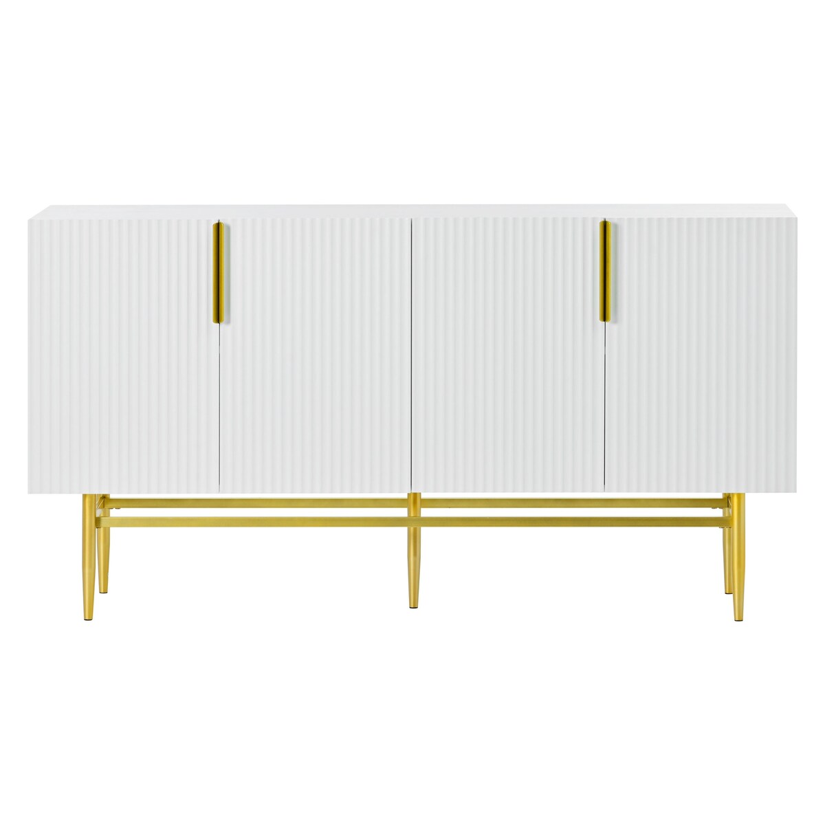 4-door Sideboard Buffet Cabinet with Gold Metal Handle - 60"L x 15.2"W x 31.5"H