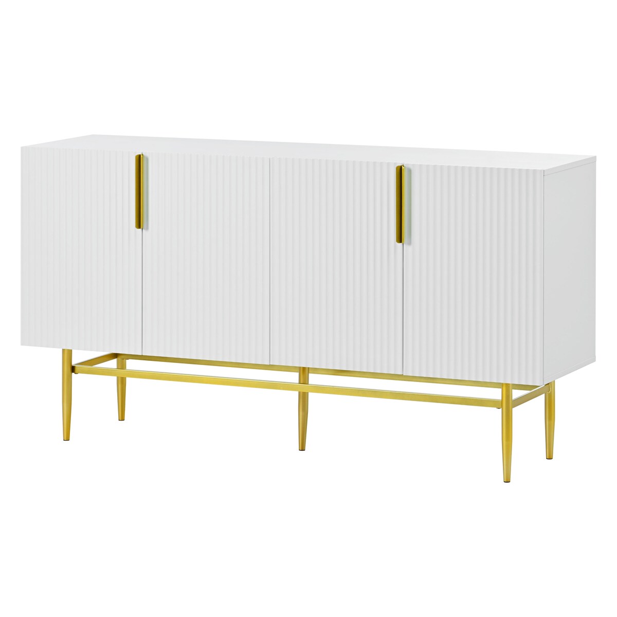4-door Sideboard Buffet Cabinet with Gold Metal Handle - 60"L x 15.2"W x 31.5"H