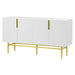 4-door Sideboard Buffet Cabinet with Gold Metal Handle - 60"L x 15.2"W x 31.5"H