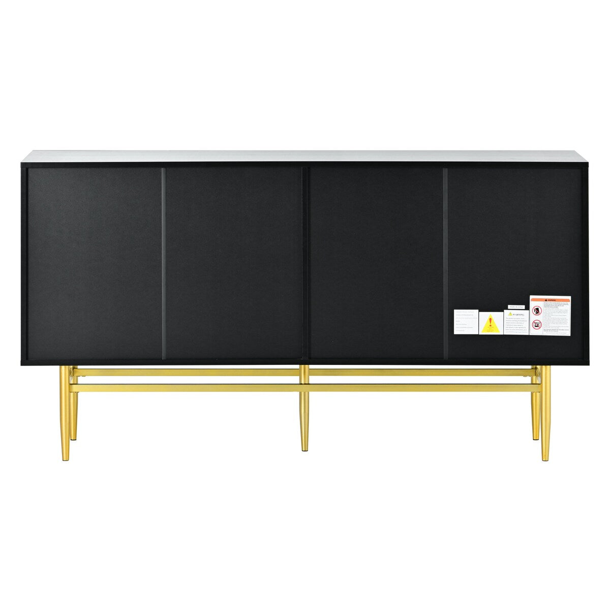 4-door Sideboard Buffet Cabinet with Gold Metal Handle - 60"L x 15.2"W x 31.5"H
