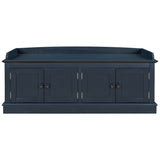4-door Storage Bench with Adjustable Shelves and Removable Cushion - 42.7"L x 15.9"W x 17.4"H