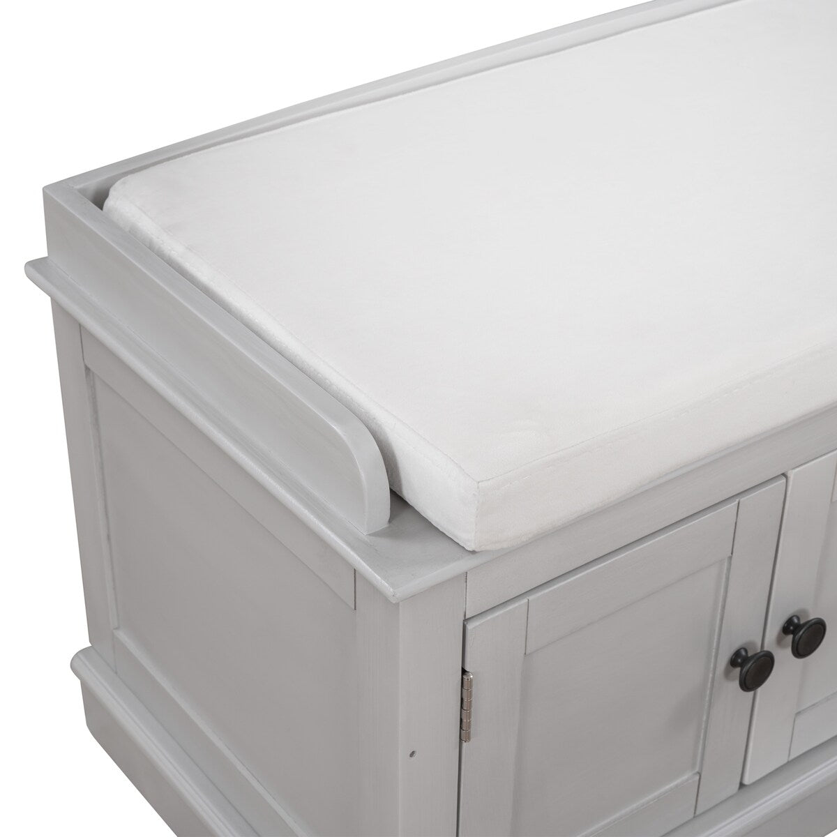 4-door Storage Bench with Adjustable Shelves and Removable Cushion - 42.7"L x 15.9"W x 17.4"H