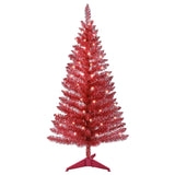 4 ft. Tinsel Tree - red, with Clear Lights - 25*25*48