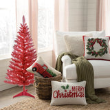 4 ft. Tinsel Tree - red, with Clear Lights - 25*25*48