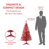 4 ft. Tinsel Tree - red, with Clear Lights - 25*25*48
