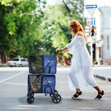 4-in-1 Double Pet Stroller w/ Detachable Carrier Travel Carriage