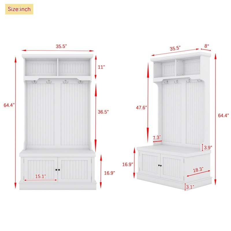 4-in-1 Hall Tree with Storage Shoe Bench for Entryway and Hallway