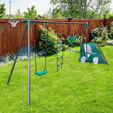 4 in 1 Outdoor Playground Large Children Metal Swing Set for Age 3 Up