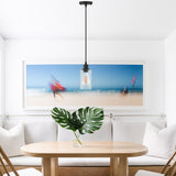 YANSUN 1-Light Modern Matte Black Island Pendant Light Rustic Farmhouse Industrial Hanging Light for Kitchen Dining 2 Pack