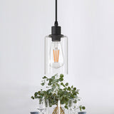 YANSUN 1-Light Modern Matte Black Island Pendant Light Rustic Farmhouse Industrial Hanging Light for Kitchen Dining 2 Pack