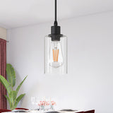 YANSUN 1-Light Modern Matte Black Island Pendant Light Rustic Farmhouse Industrial Hanging Light for Kitchen Dining 2 Pack