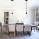 YANSUN 1-Light Modern Matte Black Island Pendant Light Rustic Farmhouse Industrial Hanging Light for Kitchen Dining 2 Pack
