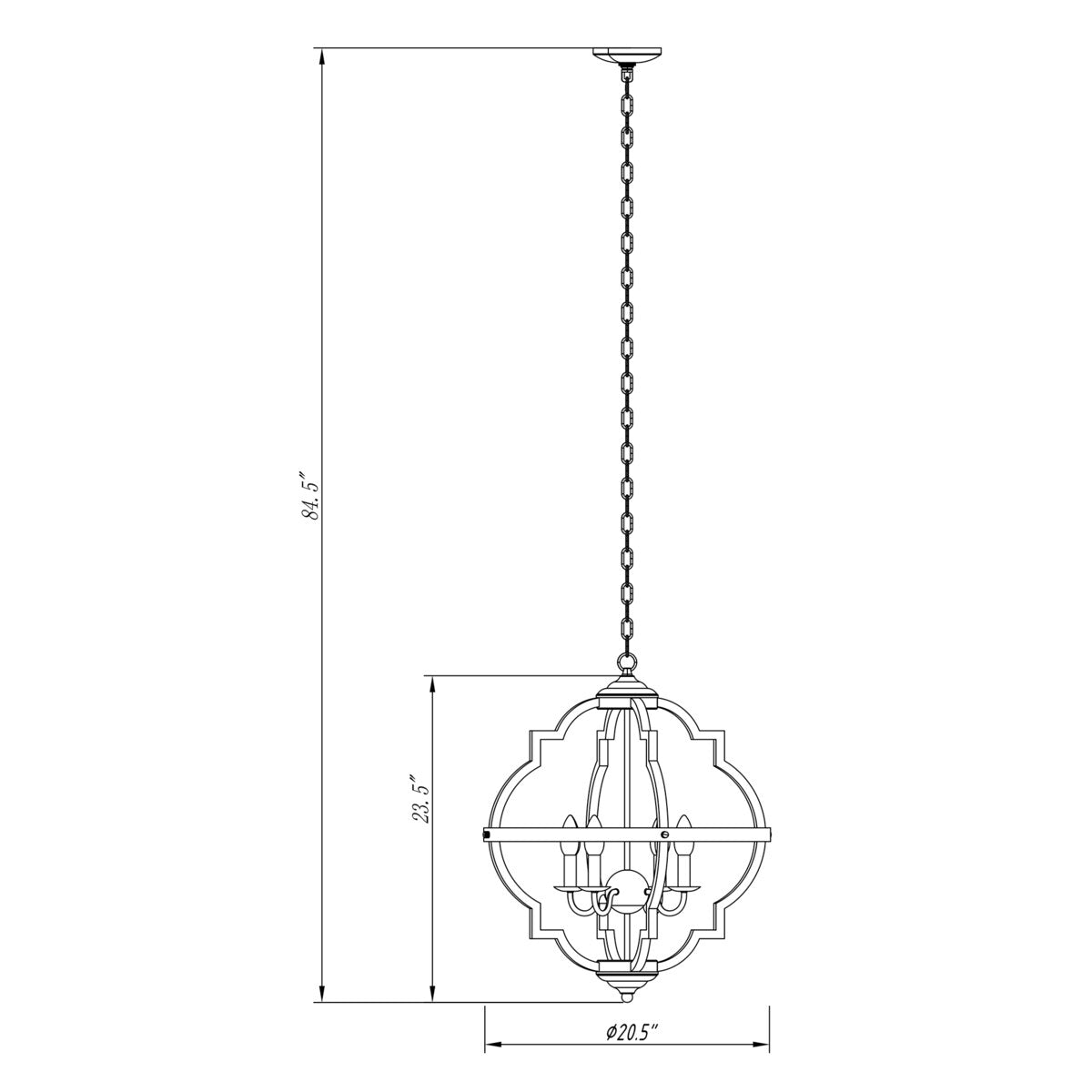 Farmhouse 4-light Wood Grain Orb Candle Chandelier - 23.5-in H x 20.5-inch W