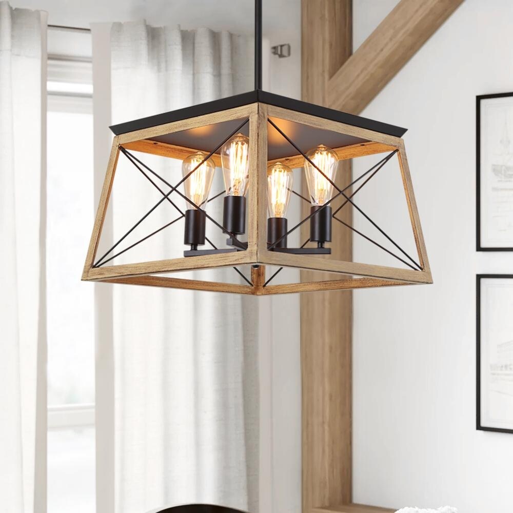 4-light Square Kitchen Island Rustic Chandeliers