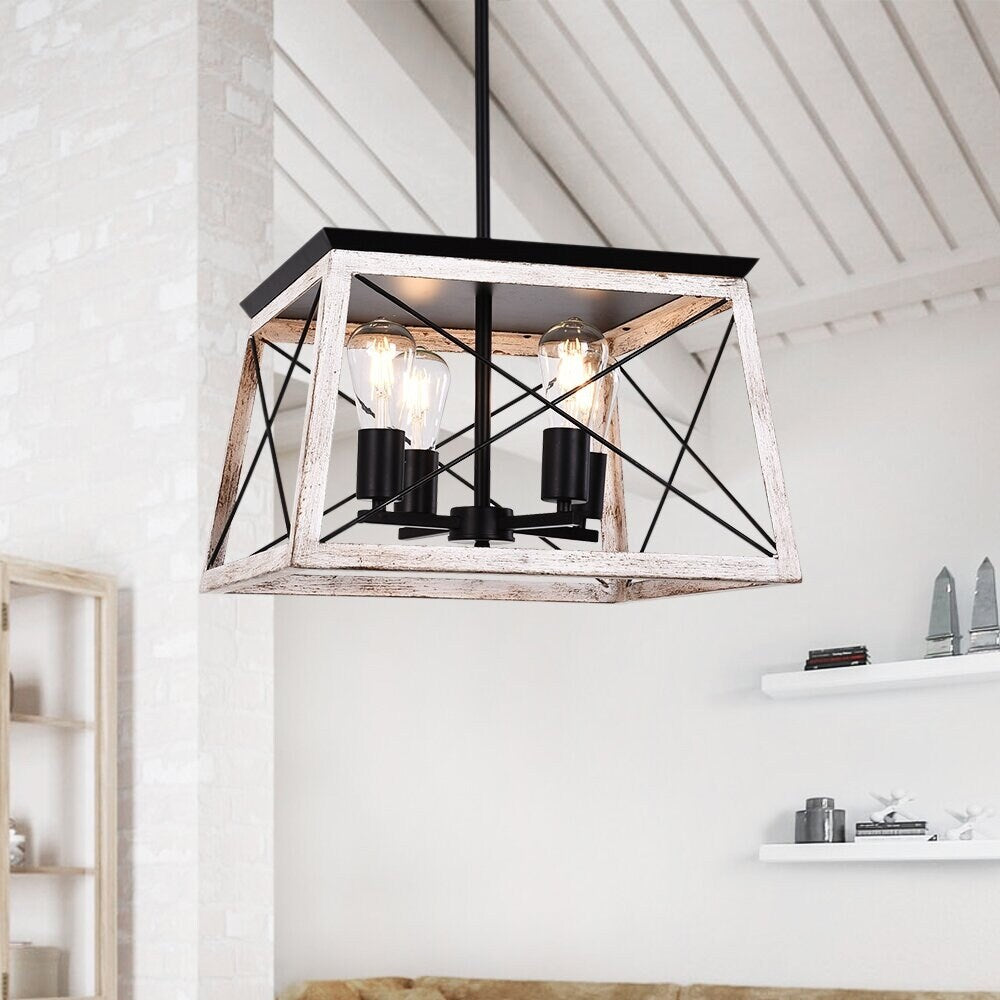 4-light Square Kitchen Island Rustic Chandeliers