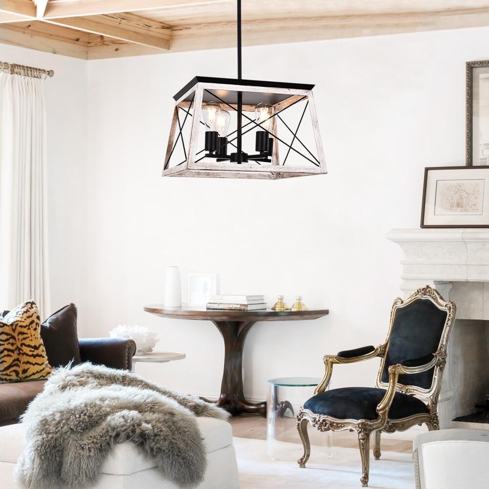 4-light Square Kitchen Island Rustic Chandeliers
