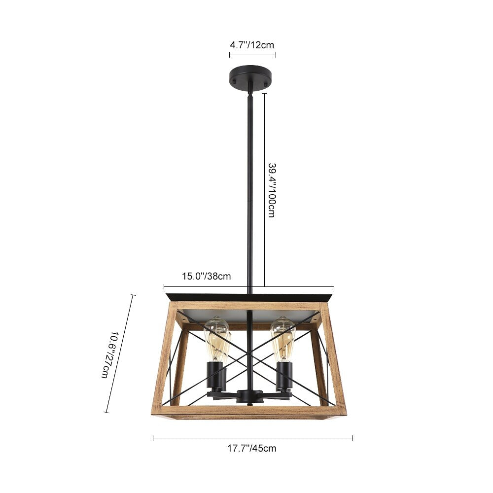 4-light Square Kitchen Island Rustic Chandeliers