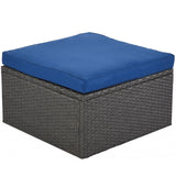 4-Piece Outdoor Wicker Sectional Patio Daybed with Canopy and Ottoman