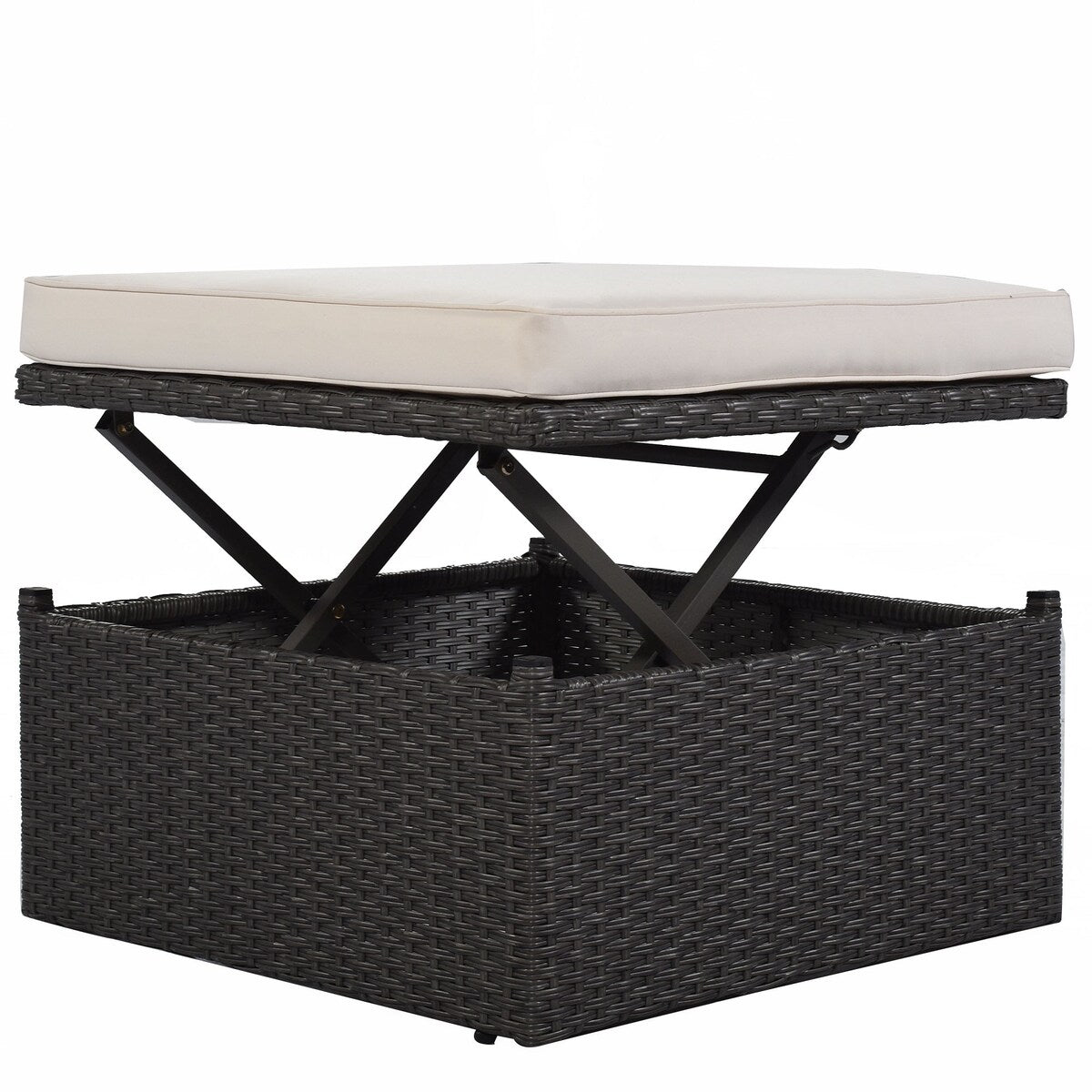 4-Piece Outdoor Wicker Sectional Patio Daybed with Canopy and Ottoman