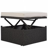 4-Piece Outdoor Wicker Sectional Patio Daybed with Canopy and Ottoman