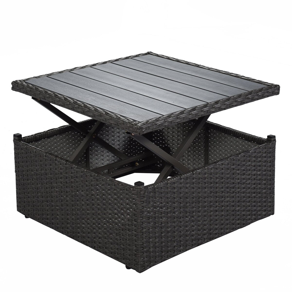 4-Piece Outdoor Wicker Sectional Patio Daybed with Canopy and Ottoman