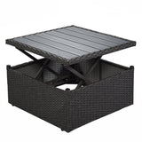 4-Piece Outdoor Wicker Sectional Patio Daybed with Canopy and Ottoman