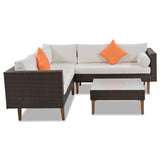 4-pieces Outdoor Wicker Sofa Set, Patio Furniture with Pillows, L-shape Sofa Set for Garden, Balcony, Poolside