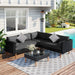 4-pieces Outdoor Wicker Sofa Set, Patio Furniture with Pillows, L-shape Sofa Set for Garden, Balcony, Poolside