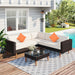 4-pieces Outdoor Wicker Sofa Set, Patio Furniture with Pillows, L-shape Sofa Set for Garden, Balcony, Poolside