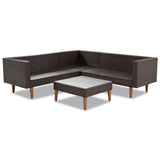 4-pieces Outdoor Wicker Sofa Set, Patio Furniture with Pillows, L-shape Sofa Set for Garden, Balcony, Poolside
