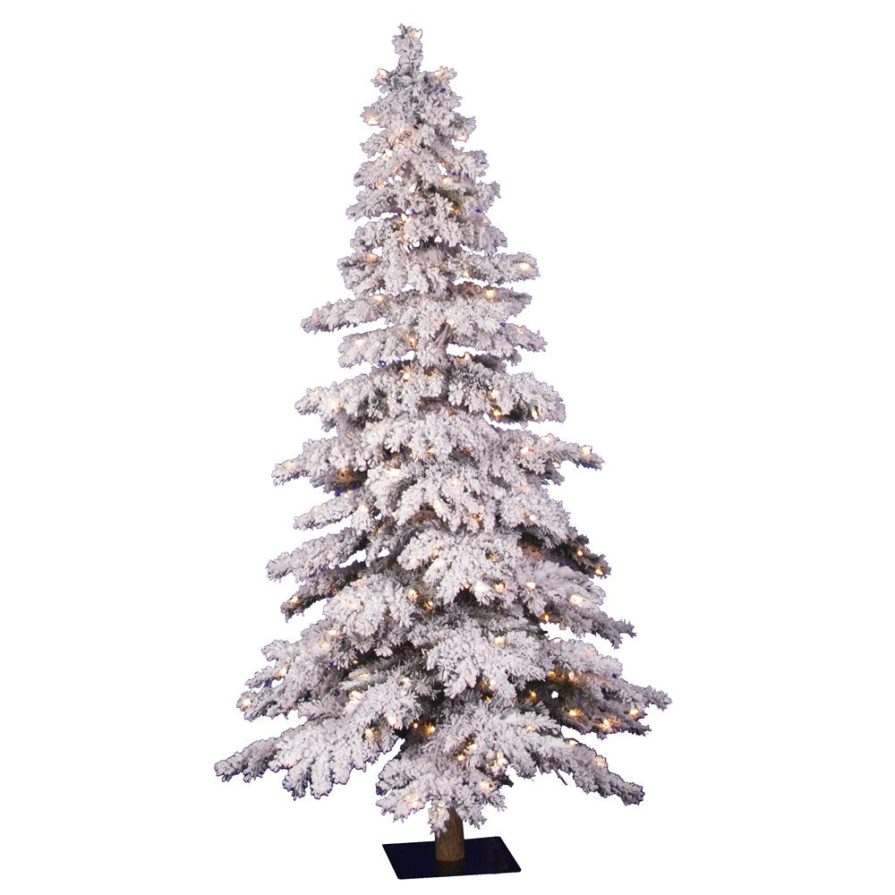 4' Flocked Spruce Dura-Lit Tree with 150 Clear Lights, 358 Tips - White
