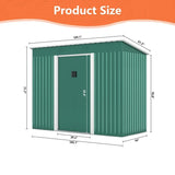 4.2 x 9.1 Ft Green Outdoor Storage Shed, Metal Tool Shed with Lockable Doors Vents