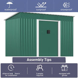 4.2 x 9.1 Ft Green Outdoor Storage Shed, Metal Tool Shed with Lockable Doors Vents