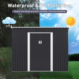 4.2 x 9.1 Ft Grey Outdoor Storage Shed, Metal Tool Shed with Lockable Doors Vents