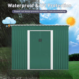 4.2 x 9.1 Ft Brown Outdoor Storage Shed, Metal Tool Shed with Lockable Doors Vents