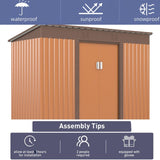 4.2 x 9.1 Ft Brown Outdoor Storage Shed, Metal Tool Shed with Lockable Doors Vents